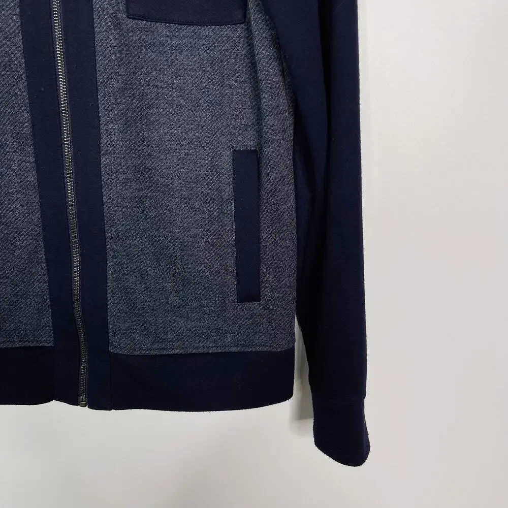 Banana Republic Mens Small S Navy Blue Heathered Full Zip Sweatshirt Pockets